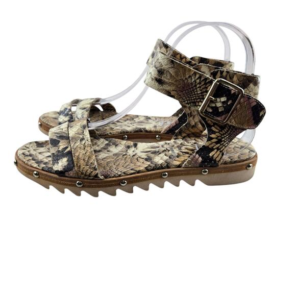 AGL Animal Print Gladiator Sandals Womens 7 37 Studded Designer Mob Wife Brown - Picture 6 of 11